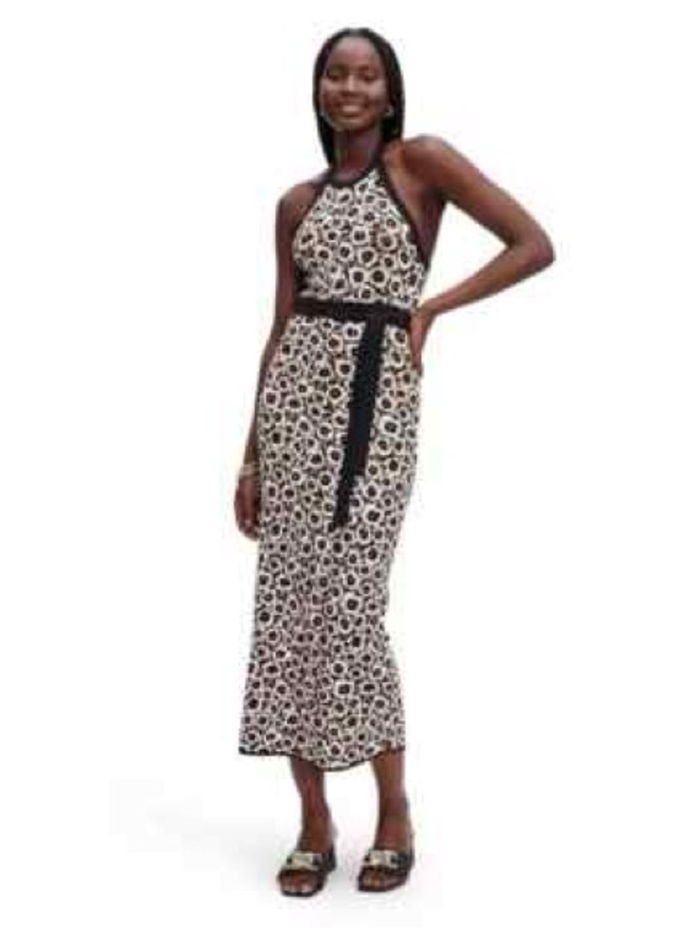 Diane Von Furstenberg Black and White Halter Midi Dress
